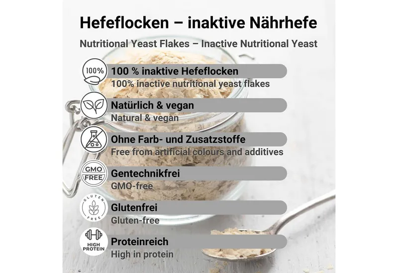 DistrEbution Gewürz Hefeflocken, vegane Parmesan-Alternative für Pasta und Salate, 1 x, Würzig-nussiger Umami-Geschmack, inaktive Nährhefe – Produktbild 2 von 5