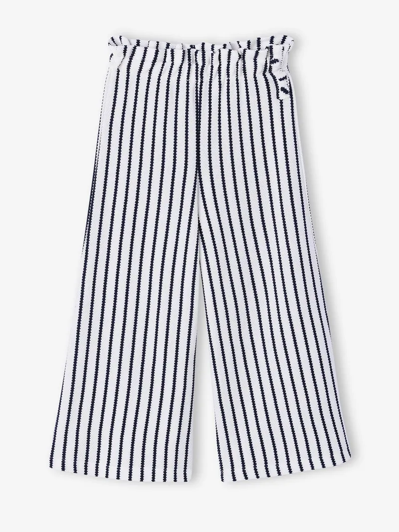 Vertbaudet Weite e Hose aus Ajourstrick, Blau gestreift, – Produktbild 4 von 4