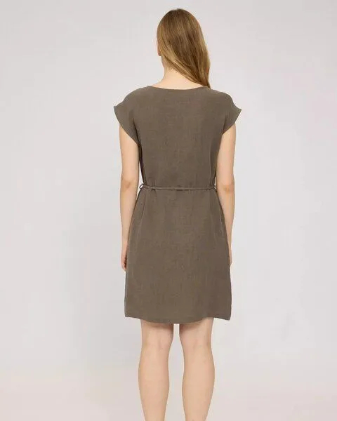 Mazine Mazine Mini-Kleid aus 100% Leinen, Olive brown (braun), – Produktbild 2 von 3