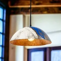 Moogoo Creative Africa Moogoo Creative Africa Kleine Deckenleuchte aus recycelten Ölfässern 34cm Durchmesser Industrial Design Upcycling, Blau&weiss, – Produktbild 1 von 1