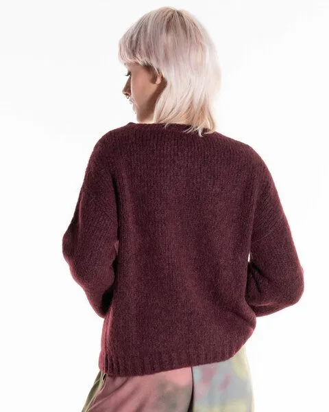 Alma & Lovis Alma & Lovis Alpaka-Pullover mit apartem Ajourmuster | Ajour Pullover, Red beet (dunkelrot), – Produktbild 4 von 4