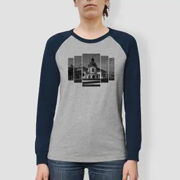 little kiwi little kiwi Frauen Langarm-T-Shirt, "Ballhaus", Heather Grey/Navy – Produktbild 1 von 1