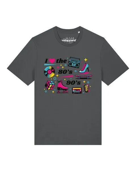 watapparel watapparel T-Shirt Unisex 80s Love, Anthracite, – Produktbild 1 von 3