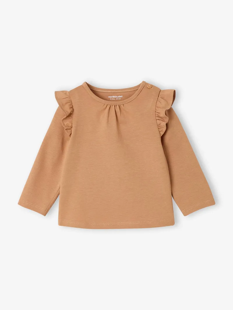 Vertbaudet 2er-Pack Baby Langarmshirts BASIC, Hellbraun, – Produktbild 3 von 4
