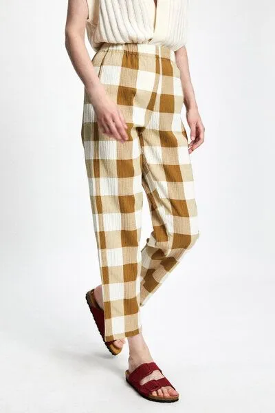 Rita Row Rita Row Sommerhose CHIMBORA aus Biobauwolle und rec. Polyester - Brown Check – Produktbild 3 von 3