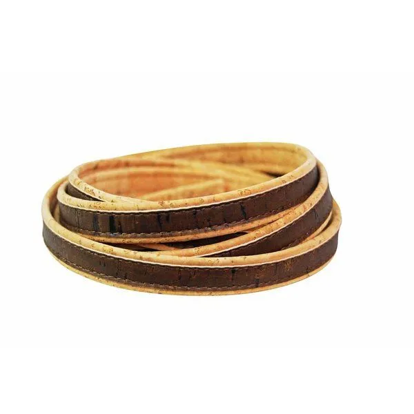 Kork-Deko Kork-Deko Band aus Kork-Stoff | flach 14 mm braun mit beigem Rand | Korkschnur zum Basteln – Produktbild 1 von 8