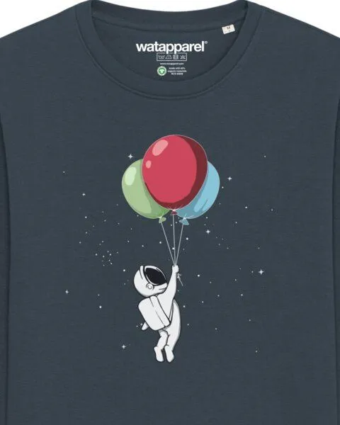 watapparel watapparel Sweatshirt Unisex Little Balloon Astronaut, India ink grey, – Produktbild 3 von 4