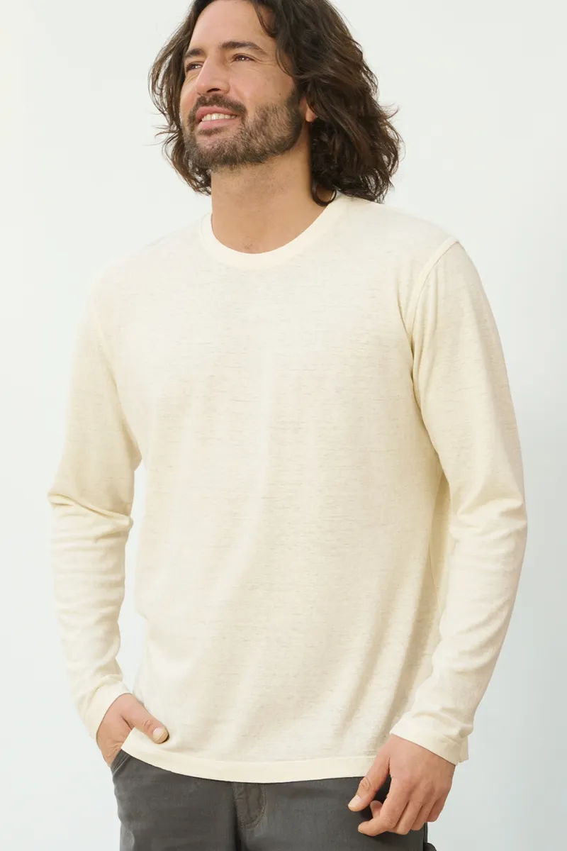 HempAge Hempage Herren vegan Langarmshirt Basic Natural, Weiß, – Produktbild 2 von 2
