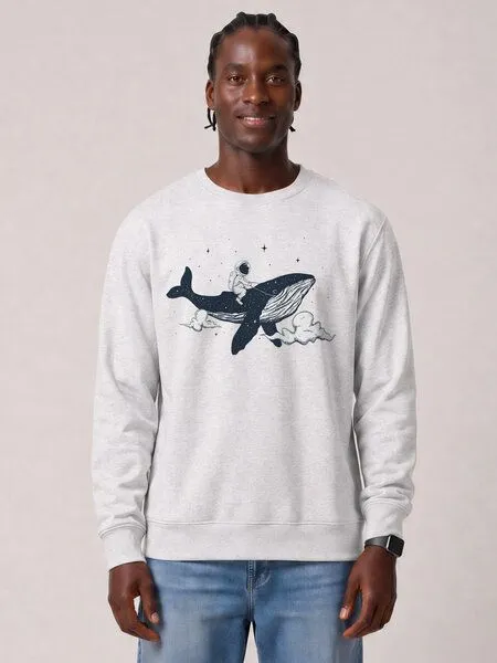 watapparel watapparel Sweatshirt Unisex Spacewhale, Cool heather grey, – Produktbild 2 von 2