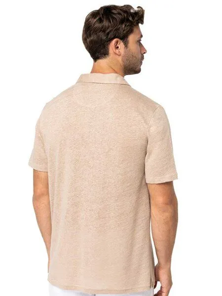 YTWOO YTWOO Herren Polohemd aus 100% Leinen, Beige, – Produktbild 4 von 4