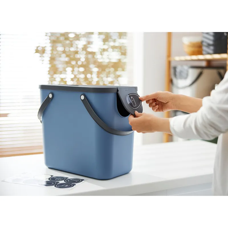 rotho rotho Abfallbehälter "ALBULA" aus Recyclingkunststoff, 25 l, horizon blue – Produktbild 4 von 5