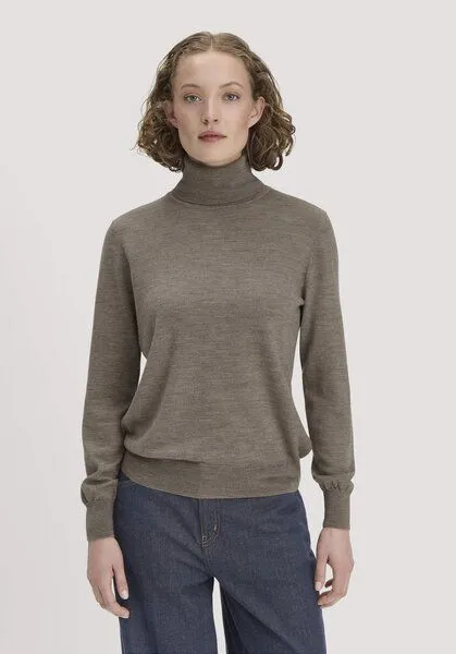 hessnatur hessnatur Rollkragenpullover Relaxed aus reiner Bio-Merinowolle, Dunkles mauve, – Produktbild 1 von 4