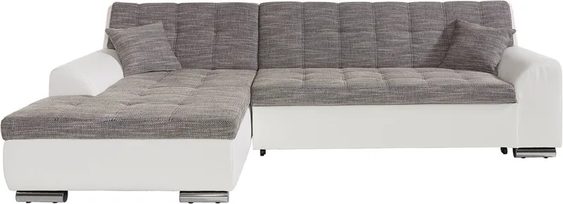 DOMO collection Ecksofa TREVISO viele Bezüge, auch in Cord, L-Form, 267x178 cm, wahlw. mit Bettfunktion, inkl. Zierkissen, Unser Dauertiefpreis, Grau, – Produktbild 3 von 8
