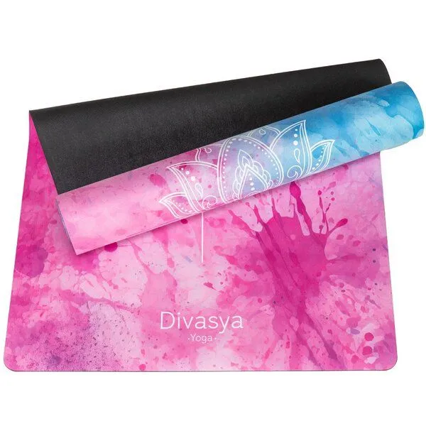 Divasya Divasya Yogamatte aus recycelten PET-Flaschen & Naturkautschuk | in 4 Farben, Pink lotus, – Produktbild 4 von 4