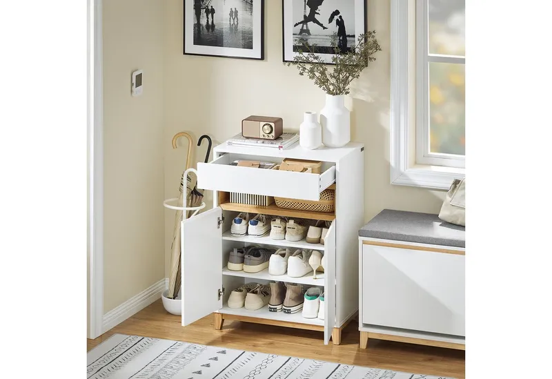 SoBuy Kommode FSB97, Sideboard Küchenschrank Flurschrank Küchekommode Aufbewahrungsschrank, Weiß, – Produktbild 3 von 5