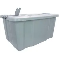 Aufbewahrungsbox "HAMBURG" mit Deckel und Lüftungsklappe, grau, 60 l – Produktbild 1 von 1