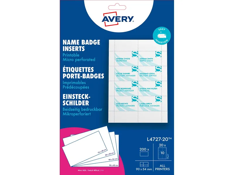 Avery Zweckform Avery Zweckform 200 Einsteckschilder mit Mikroperforation, 90 x 54 mm – Produktbild 2 von 3