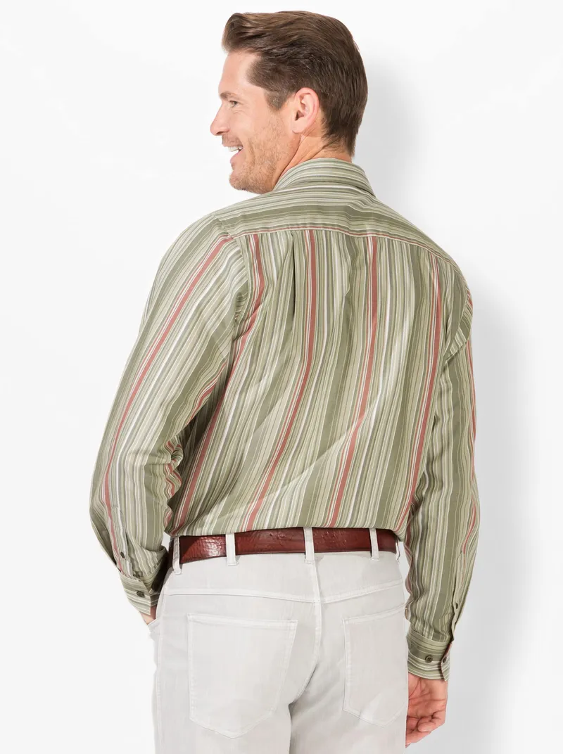 marco donati Langarm-Hemd khaki-gestreift, Khaki-gestreift, – Produktbild 2 von 2