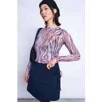 JAN N JUNE JAN 'N JUNE Damen vegan Langarm-Shirt Aus Mesh Dora Blau Zebra-Muster – Produktbild 1 von 1