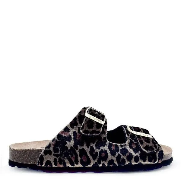 thies Vegane "thies ® Rec Velvet Leo Sandale" aus rec. PES, Beige leo, – Produktbild 1 von 4