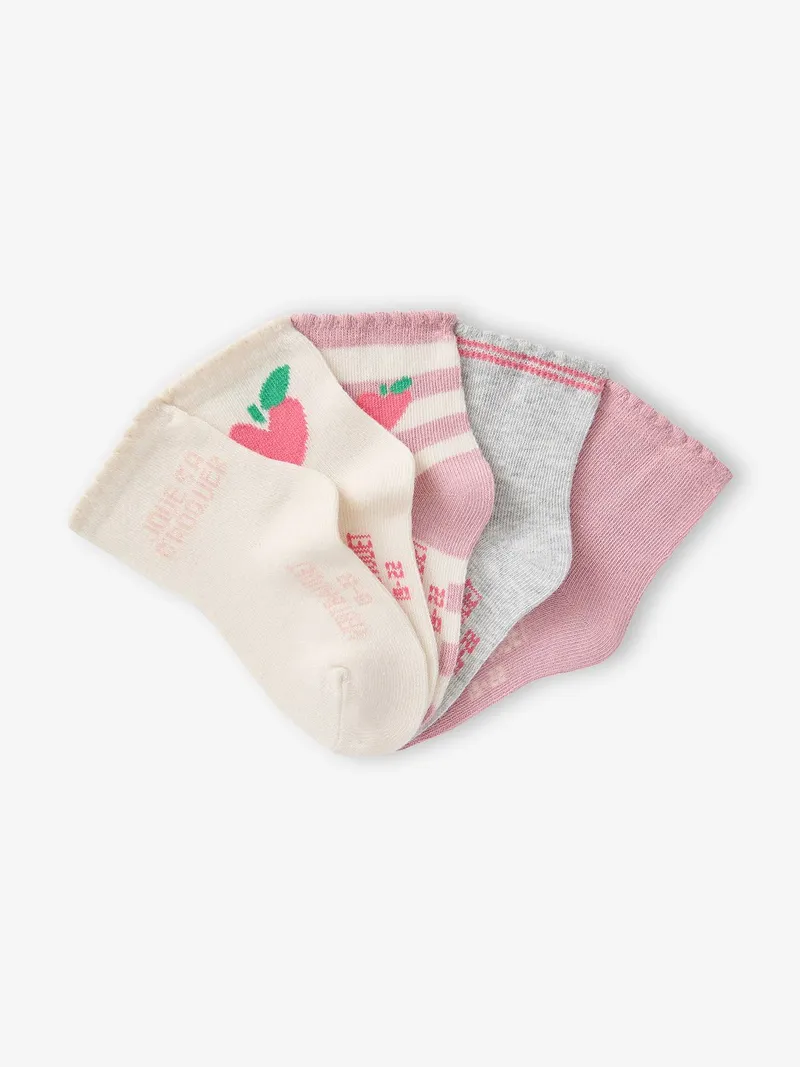 Vertbaudet 5er-Pack Baby Socken mit Herzmotiv, Altrosa, – Produktbild 2 von 2