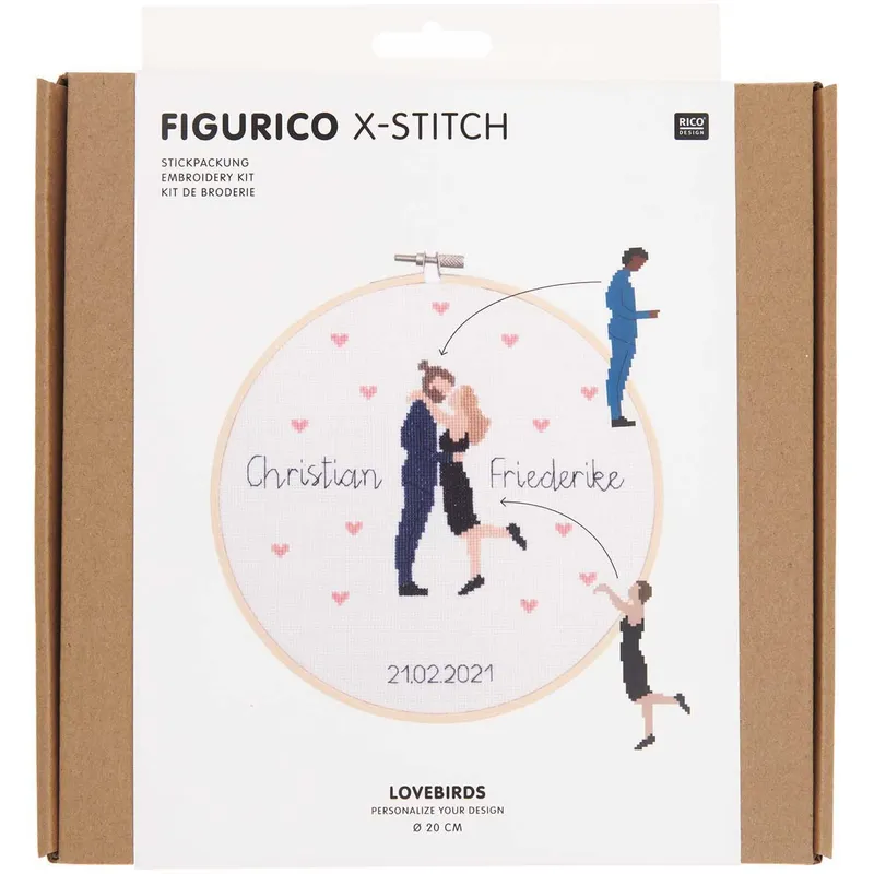 Rico Design Rico Design Figurico Stickpackung Lovebirds 20cm – Produktbild 1 von 1