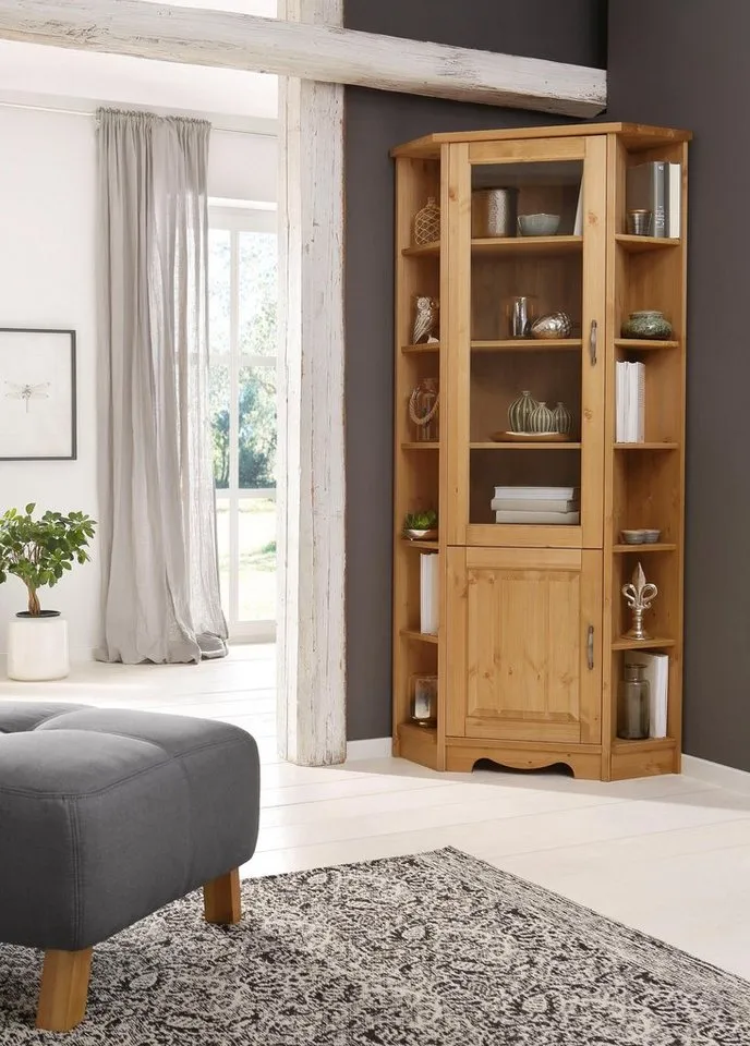 OTTO home Eckvitrine Trinidad Höhe 188 cm, FSC® zertifiziertes Massivholz, Beige, – Produktbild 2 von 4