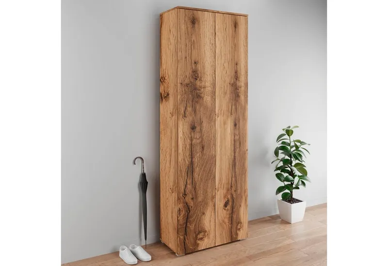 OTTO home Schuhschrank Paris 2-türiger griffloser geräumiger Schuhschrank mit einer Höhe von 200 cm, Braun, – Produktbild 2 von 4