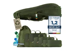 TRAVEL DUDE TRAVEL DUDE Kofferorganizer, Packing Cubes aus recycelten Plastikflaschen (ultraleichte Packwürfel, 7-tlg., Packtaschen, Packing Cubes für Rucksack und Koffer), mit Kompression und einem Nassfach – Produktbild 1 von 1