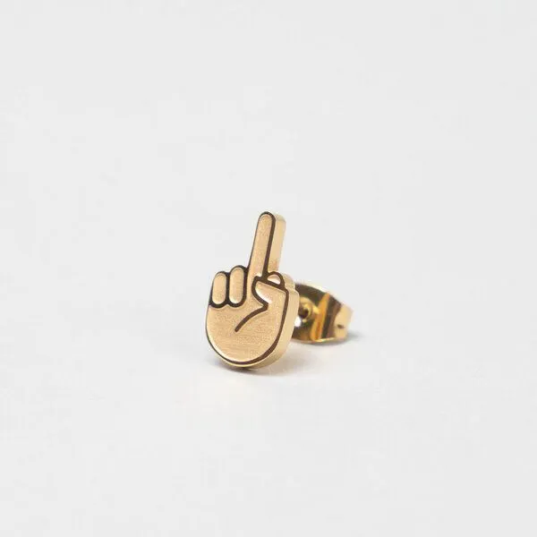 Fyngers Fyngers Ohrstecker aus chirurgischen Edelstahl hochglanzpoliert F*CK YOU, Gold, – Produktbild 8 von 8