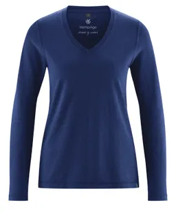 HempAge Hempage Damen vegan Sportliches Langarm-T-Shirt Farbe Nachtblau – Produktbild 1 von 1