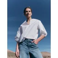 LANIUS LANIUS Bluse mit Kräuseln (GOTS) aus Bio-Baumwolle, White, – Produktbild 2 von 5