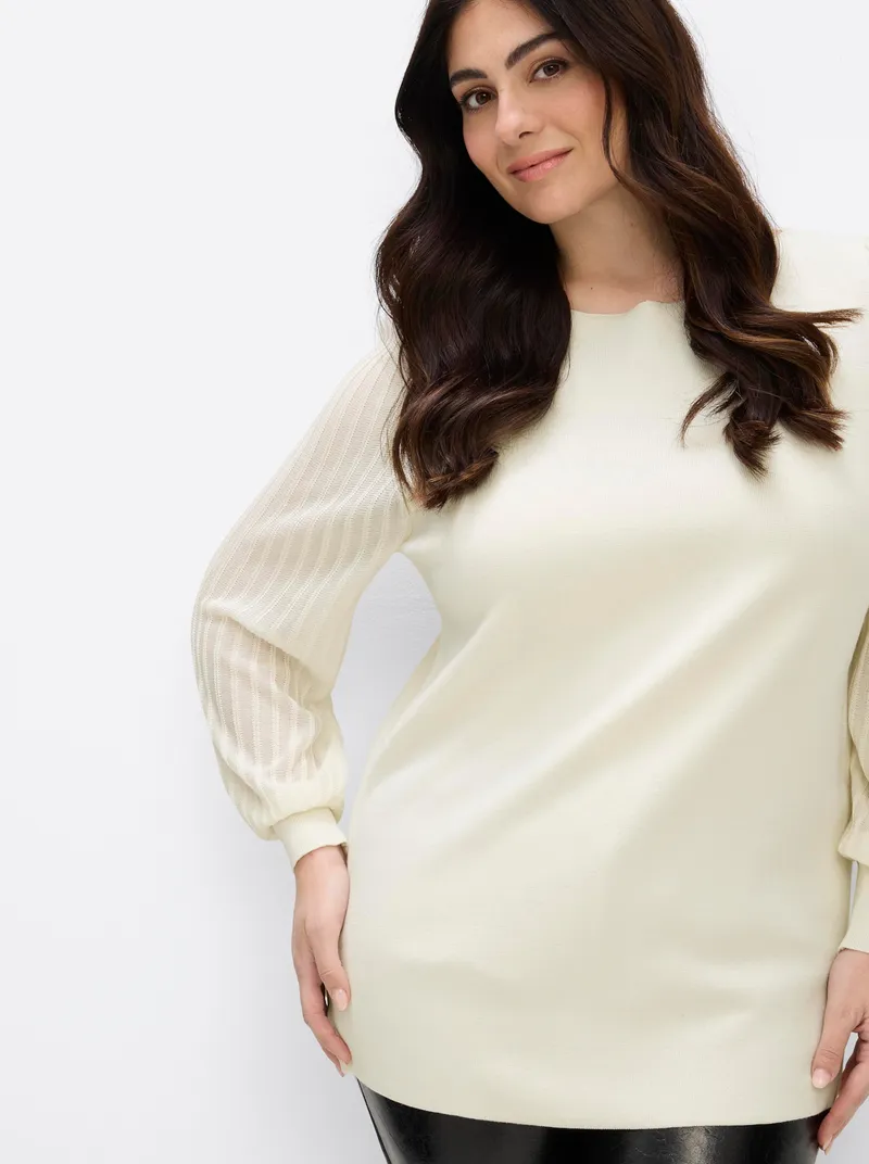 sheego Langarm-Pullover, Champagner, – Produktbild 2 von 2