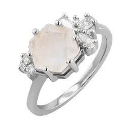 Eppi Eppi Einzigartiger Ring mit Mondstein und Moissaniten Anita – Produktbild 1 von 1