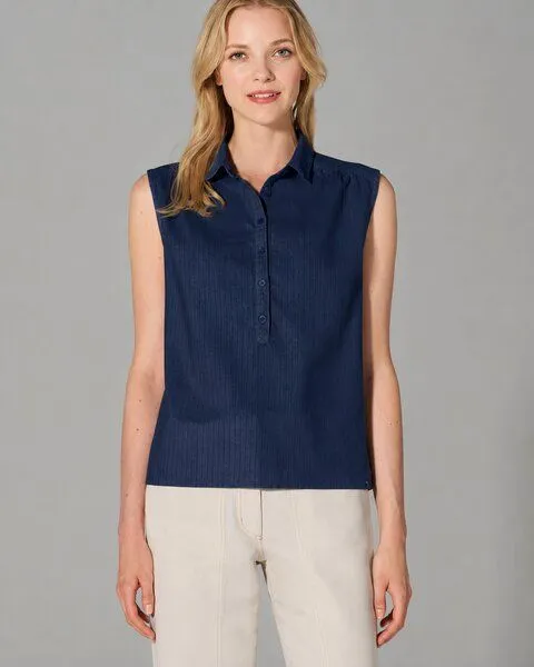 HempAge HempAge Ärmellose Bluse Hanf/Biobaumwolle, Navy (blau), – Produktbild 2 von 4