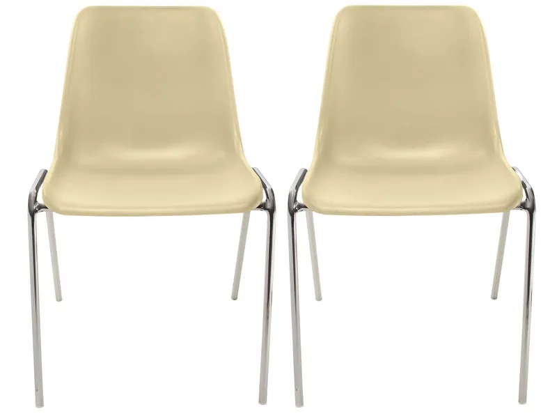 2x Besucherstuhl "ECO" Gestell verchromt, Kunststoffschale beige – Produktbild 1 von 1