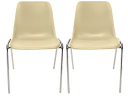 2x Besucherstuhl "ECO" Gestell verchromt, Kunststoffschale beige – Produktbild 1 von 1