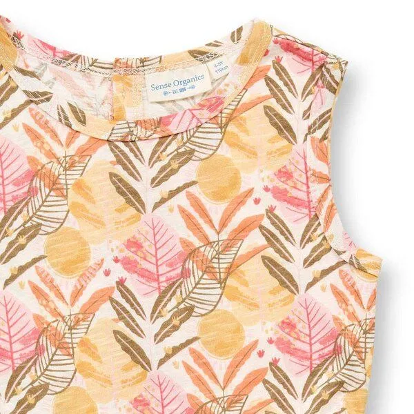 Sense Organics Sense Organics Mädchenkleid mit Blätterdruck, Modell KOBI, Tropenblätterdruck, – Produktbild 2 von 3