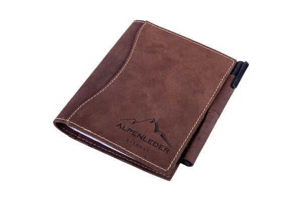 Alpenleder Alpenleder Notizbuch GOETHE DIN A6, Old havanna (dunkelbraun), – Produktbild 2 von 3