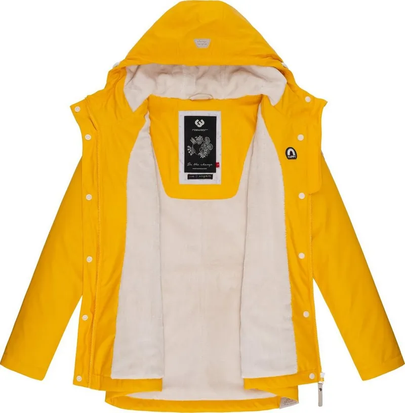 ragwear ragwear Regenjacke Marge warm gefütterter Damen Winter Regenmantel, Gelb, – Produktbild 1 von 5