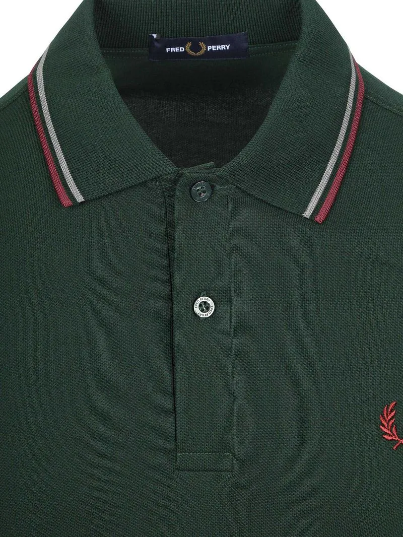 Fred Perry Fred Perry Polo Twin Tipped M3600 Dunkelgrün 85A - Größe L, Dunkelgrün, – Produktbild 4 von 5