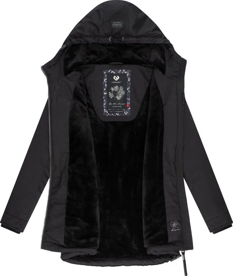 ragwear ragwear Winterjacke Zuzka Winter Wasserdichter Winterparka mit Teddyfleece Innenfutter, Schwarz, – Produktbild 1 von 4