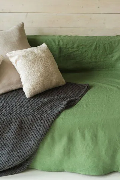 AmourLinen AmourLinen Waffeldecke aus Leinen, Charcoal (schwarz), – Produktbild 4 von 4