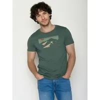 GreenBomb GREENBOMB Mountain Tour Guide - Sportliches T-Shirt aus Bio-Baumwolle / hochwertiger Print / GOTS / Fair & Vegan, Grün (night grove), – Produktbild 1 von 1