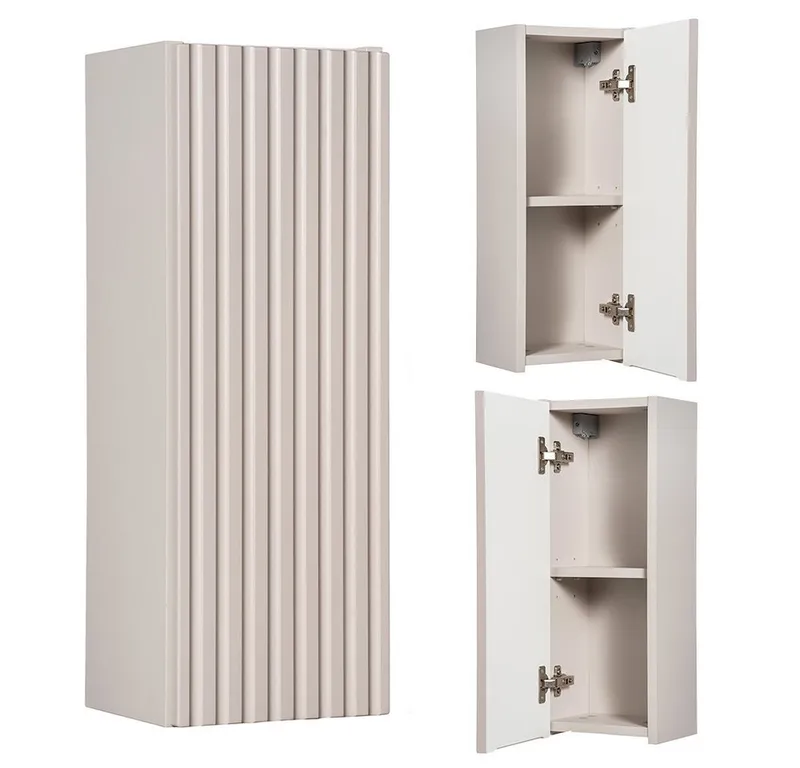 Lomadox Hängeschrank NEWPORT-56-CASHMERE Wandschrank Badschrank, kaschmir, gerillte Front, ca. 20/57/19cm, Beige|weiß, – Produktbild 1 von 5