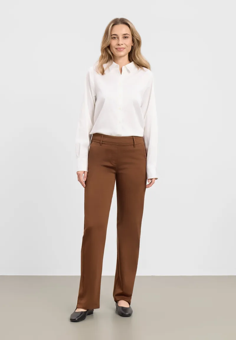 LAURIE LAURIE Damen vegan Hose Gwen Straight Ml Downtown Braun, Braun, – Produktbild 1 von 2