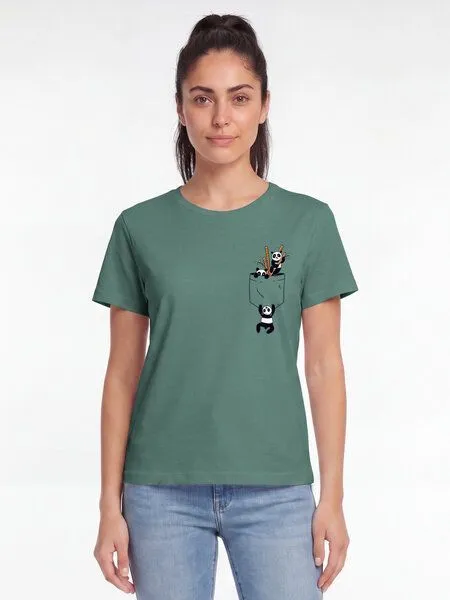 watapparel watapparel T-Shirt Frauen Pocket Pandas, Green bay, – Produktbild 2 von 2