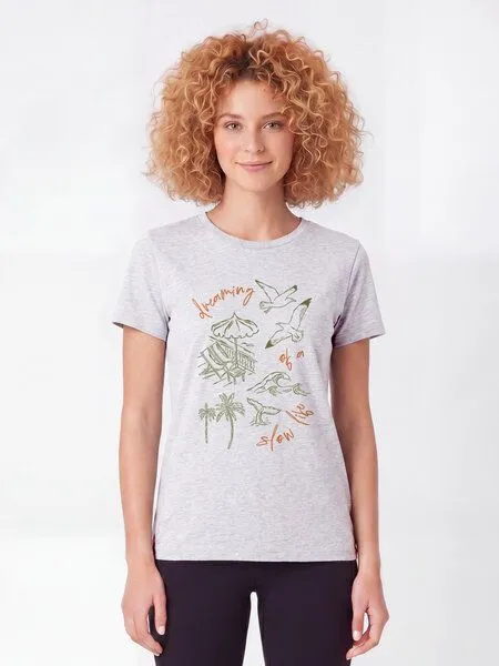watapparel watapparel T-Shirt Frauen Dreaming of a slow life, Cool heather grey, – Produktbild 2 von 2