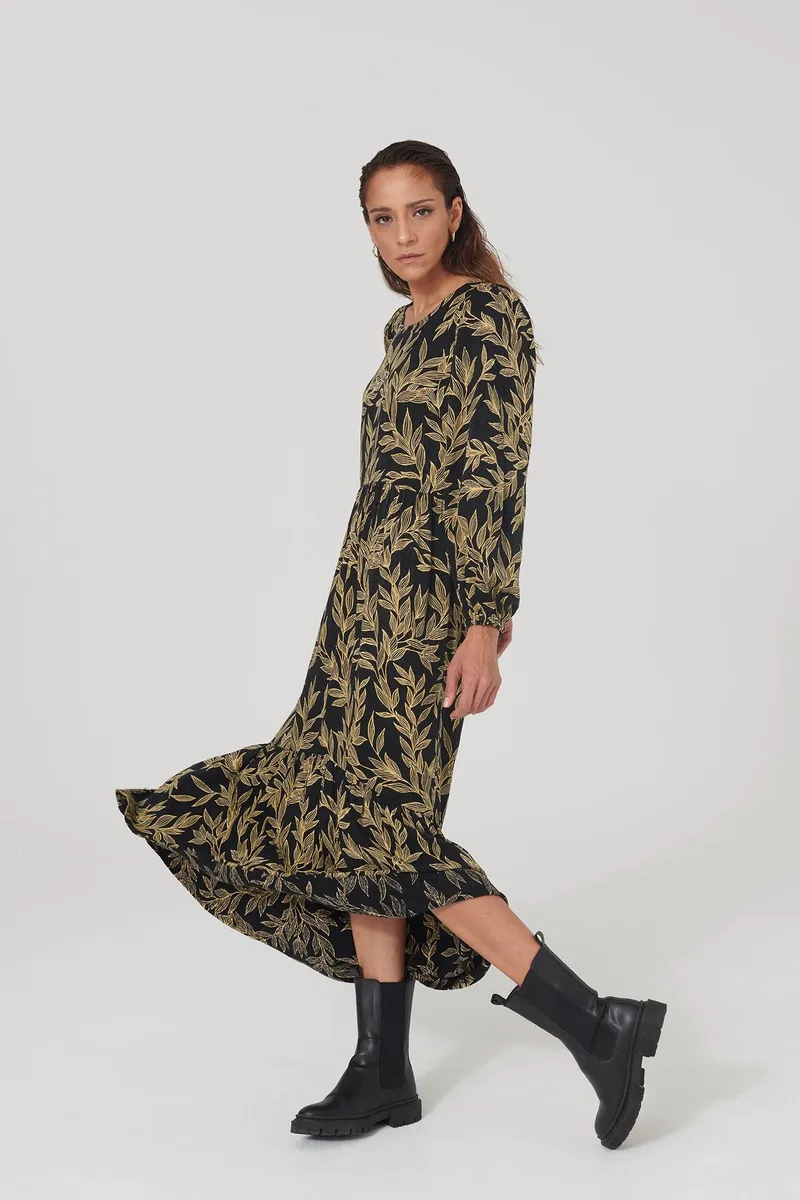 Lovjoi LOVJOI Damen vegan Kleid Audreyana Dark Garden, Schwarz, – Produktbild 1 von 2