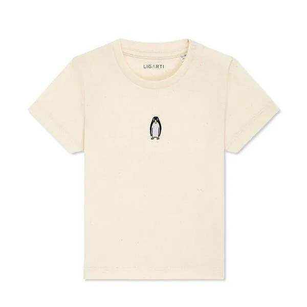 LIGARTI LIGARTI Babyshirt - Thorben der Pinguin, Sand, – Produktbild 1 von 3